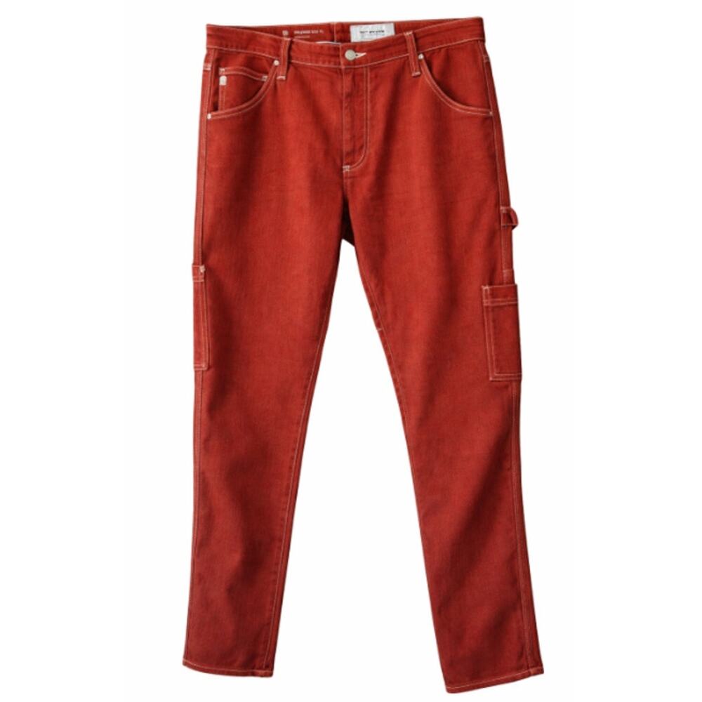 New AG Adriano Goldschmied Men's Brick Red Ridge Relaxed Carpenter Pants Size 32